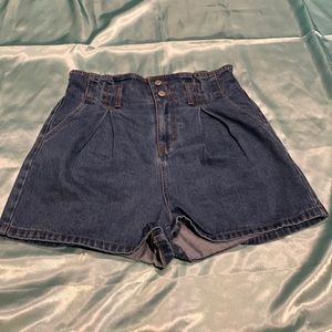 Jean Button Up High Waisted Shorts